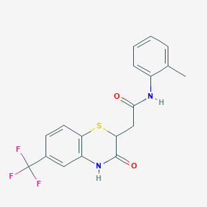 molecular formula C18H15F3N2O2S B2450799 N-(2-methylphenyl)-2-[3-oxo-6-(trifluoromethyl)-3,4-dihydro-2H-1,4-benzothiazin-2-yl]acetamide CAS No. 433314-54-6