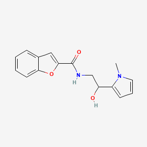 molecular formula C16H16N2O3 B2450804 N-(2-hydroxy-2-(1-methyl-1H-pyrrol-2-yl)ethyl)benzofuran-2-carboxamide CAS No. 1396765-84-6