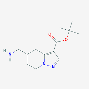 molecular formula C13H21N3O2 B2450823 Tert-butyl 5-(aminomethyl)-4,5,6,7-tetrahydropyrazolo[1,5-a]pyridine-3-carboxylate CAS No. 2248327-85-5