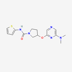 molecular formula C15H19N5O2S B2450832 3-((6-(dimethylamino)pyrazin-2-yl)oxy)-N-(thiophen-2-yl)pyrrolidine-1-carboxamide CAS No. 2034319-14-5