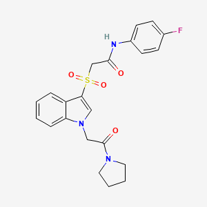 N-(4-fluorophenyl)-2-((1-(2-oxo-2-(pyrrolidin-1-yl)ethyl)-1H-indol-3-yl)sulfonyl)acetamide