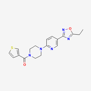 molecular formula C18H19N5O2S B2450840 (4-(5-(5-Ethyl-1,2,4-oxadiazol-3-yl)pyridin-2-yl)piperazin-1-yl)(thiophen-3-yl)methanone CAS No. 1396871-37-6