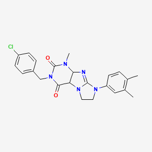 molecular formula C23H22ClN5O2 B2450844 3-[(4-chlorophenyl)methyl]-8-(3,4-dimethylphenyl)-1-methyl-1H,2H,3H,4H,6H,7H,8H-imidazo[1,2-g]purine-2,4-dione CAS No. 872842-93-8