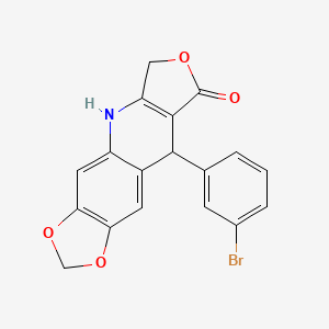 molecular formula C18H12BrNO4 B2450850 9-(3-Bromophenyl)-6,9-dihydro[1,3]dioxolo[4,5-g]furo[3,4-b]quinolin-8(5H)-one CAS No. 867068-21-1