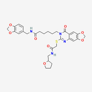 N-(1,3-benzodioxol-5-ylmethyl)-6-[8-oxo-6-({2-oxo-2-[(tetrahydrofuran-2-ylmethyl)amino]ethyl}thio)[1,3]dioxolo[4,5-g]quinazolin-7(8H)-yl]hexanamide