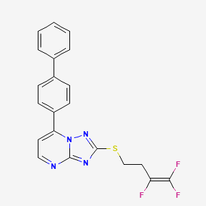 molecular formula C21H15F3N4S B2450896 7-[1,1'-Biphenyl]-4-yl[1,2,4]triazolo[1,5-a]pyrimidin-2-yl 3,4,4-trifluoro-3-butenyl sulfide CAS No. 478043-71-9