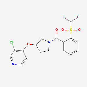 molecular formula C17H15ClF2N2O4S B2450897 (3-((3-Chloropyridin-4-yl)oxy)pyrrolidin-1-yl)(2-((difluoromethyl)sulfonyl)phenyl)methanone CAS No. 2034576-13-9