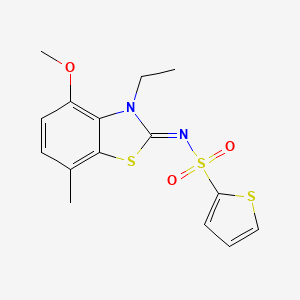 molecular formula C15H16N2O3S3 B2450915 (Z)-N-(3-乙基-4-甲氧基-7-甲基苯并[d]噻唑-2(3H)-亚甲基)噻吩-2-磺酰胺 CAS No. 955701-07-2