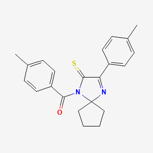 molecular formula C22H22N2OS B2450917 1-(4-Methylbenzoyl)-3-(4-methylphenyl)-1,4-diazaspiro[4.4]non-3-ene-2-thione CAS No. 899910-02-2