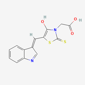 molecular formula C14H10N2O3S2 B2450925 (Z)-2-(5-((1H-indol-3-yl)methylene)-4-oxo-2-thioxothiazolidin-3-yl)acetic acid CAS No. 1204732-50-2