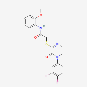 molecular formula C19H15F2N3O3S B2450926 2-[4-(3,4-difluorophenyl)-3-oxopyrazin-2-yl]sulfanyl-N-(2-methoxyphenyl)acetamide CAS No. 899958-62-4