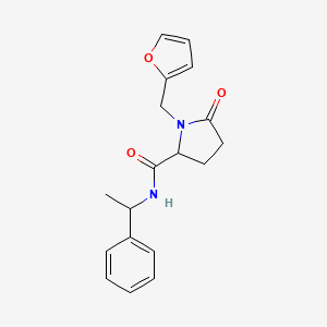 molecular formula C18H20N2O3 B2450927 1-(furan-2-ylmethyl)-5-oxo-N-(1-phenylethyl)pyrrolidine-2-carboxamide CAS No. 1796902-09-4