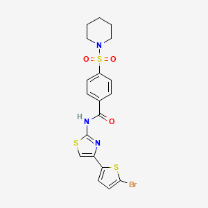 molecular formula C19H18BrN3O3S3 B2450953 N-(4-(5-bromothiophen-2-yl)thiazol-2-yl)-4-(piperidin-1-ylsulfonyl)benzamide CAS No. 325977-30-8