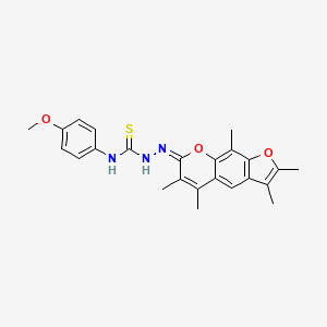 (E)-N-(4-methoxyphenyl)-2-(2,3,5,6,9-pentamethyl-7H-furo[3,2-g]chromen-7-ylidene)hydrazinecarbothioamide