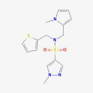 1-methyl-N-((1-methyl-1H-pyrrol-2-yl)methyl)-N-(thiophen-2-ylmethyl)-1H-pyrazole-4-sulfonamide