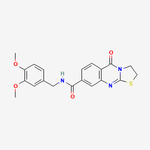 molecular formula C20H19N3O4S B2450988 N-(3,4-dimethoxybenzyl)-5-oxo-3,5-dihydro-2H-thiazolo[2,3-b]quinazoline-8-carboxamide CAS No. 1251603-83-4