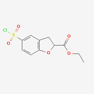 molecular formula C11H11ClO5S B2450991 Ethyl 5-(chlorosulfonyl)-2,3-dihydro-1-benzofuran-2-carboxylate CAS No. 1058713-16-8