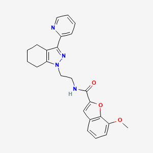 molecular formula C24H24N4O3 B2450995 7-methoxy-N-(2-(3-(pyridin-2-yl)-4,5,6,7-tetrahydro-1H-indazol-1-yl)ethyl)benzofuran-2-carboxamide CAS No. 1797715-70-8