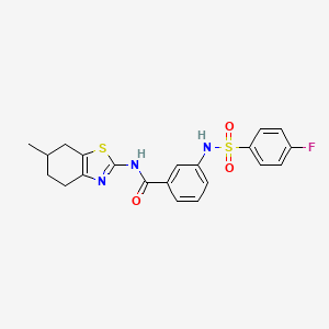 molecular formula C21H20FN3O3S2 B2451034 3-(4-fluorophenylsulfonamido)-N-(6-methyl-4,5,6,7-tetrahydrobenzo[d]thiazol-2-yl)benzamide CAS No. 898466-34-7