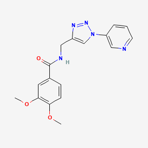 molecular formula C17H17N5O3 B2451049 3,4-dimethoxy-N-((1-(pyridin-3-yl)-1H-1,2,3-triazol-4-yl)methyl)benzamide CAS No. 2034384-76-2