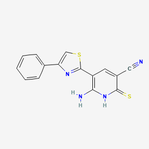 6-Amino-5-(4-phenyl-1,3-thiazol-2-yl)-2-sulfanylpyridine-3-carbonitrile