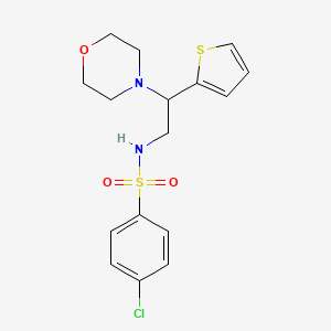 molecular formula C16H19ClN2O3S2 B2451058 4-chloro-N-(2-morpholino-2-(thiophen-2-yl)ethyl)benzenesulfonamide CAS No. 899955-53-4