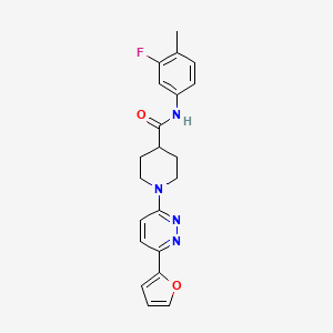 molecular formula C21H21FN4O2 B2451064 N-(3-fluoro-4-methylphenyl)-1-(6-(furan-2-yl)pyridazin-3-yl)piperidine-4-carboxamide CAS No. 1105233-88-2