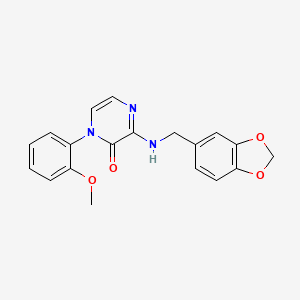 molecular formula C19H17N3O4 B2451076 3-[(1,3-benzodioxol-5-ylmethyl)amino]-1-(2-methoxyphenyl)pyrazin-2(1H)-one CAS No. 899950-54-0