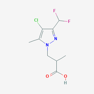 molecular formula C9H11ClF2N2O2 B2451088 3-[4-Chloro-3-(difluoromethyl)-5-methylpyrazol-1-yl]-2-methylpropanoic acid CAS No. 1946812-96-9