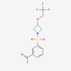 molecular formula C13H14F3NO4S B2451096 1-(3-((3-(2,2,2-Trifluoroethoxy)azetidin-1-yl)sulfonyl)phenyl)ethanone CAS No. 2320465-94-7