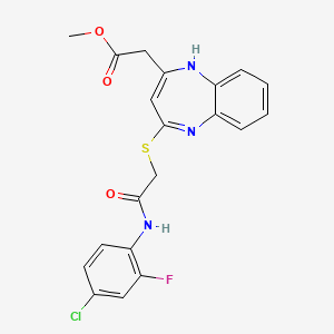 molecular formula C20H17ClFN3O3S B2451119 methyl [4-({2-[(4-chloro-2-fluorophenyl)amino]-2-oxoethyl}thio)-1H-1,5-benzodiazepin-2-yl]acetate CAS No. 1251573-07-5