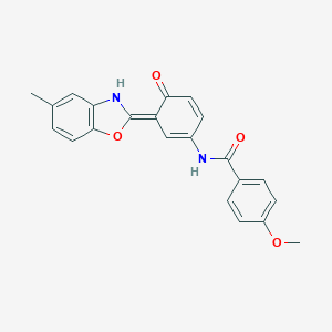 molecular formula C22H18N2O4 B245112 4-methoxy-N-[(3E)-3-(5-methyl-3H-1,3-benzoxazol-2-ylidene)-4-oxocyclohexa-1,5-dien-1-yl]benzamide 