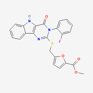 methyl 5-(((3-(2-fluorophenyl)-4-oxo-4,5-dihydro-3H-pyrimido[5,4-b]indol-2-yl)thio)methyl)furan-2-carboxylate