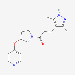 molecular formula C17H22N4O2 B2451129 3-(3,5-dimethyl-1H-pyrazol-4-yl)-1-(3-(pyridin-4-yloxy)pyrrolidin-1-yl)propan-1-one CAS No. 2034200-99-0