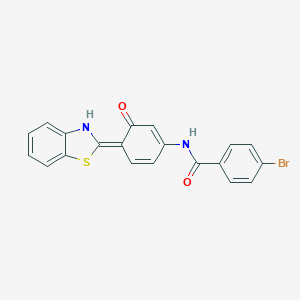 molecular formula C20H13BrN2O2S B245113 N-[(4E)-4-(3H-1,3-benzothiazol-2-ylidene)-3-oxocyclohexa-1,5-dien-1-yl]-4-bromobenzamide 