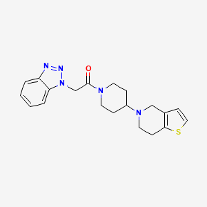 molecular formula C20H23N5OS B2451141 2-(1H-benzo[d][1,2,3]triazol-1-yl)-1-(4-(6,7-dihydrothieno[3,2-c]pyridin-5(4H)-yl)piperidin-1-yl)ethanone CAS No. 2034294-84-1