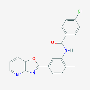 molecular formula C20H14ClN3O2 B245115 4-chloro-N-(2-methyl-5-[1,3]oxazolo[4,5-b]pyridin-2-ylphenyl)benzamide 