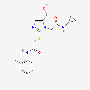 molecular formula C19H24N4O3S B2451167 2-({1-[(cyclopropylcarbamoyl)methyl]-5-(hydroxymethyl)-1H-imidazol-2-yl}sulfanyl)-N-(2,4-dimethylphenyl)acetamide CAS No. 923220-89-7