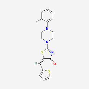 molecular formula C19H19N3OS2 B2451171 (E)-5-(thiophen-2-ylmethylene)-2-(4-(o-tolyl)piperazin-1-yl)thiazol-4(5H)-one CAS No. 1164546-85-3