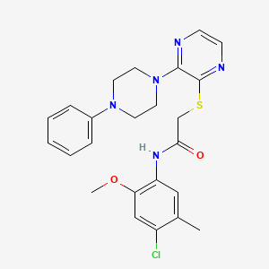 molecular formula C24H26ClN5O2S B2451177 N-(4-chloro-2-methoxy-5-methylphenyl)-2-{[3-(4-phenylpiperazin-1-yl)pyrazin-2-yl]sulfanyl}acetamide CAS No. 1030087-70-7