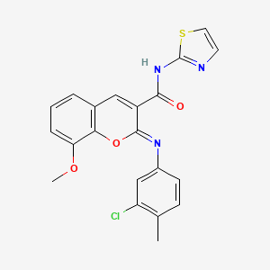 (2Z)-2-[(3-chloro-4-methylphenyl)imino]-8-methoxy-N-(1,3-thiazol-2-yl)-2H-chromene-3-carboxamide