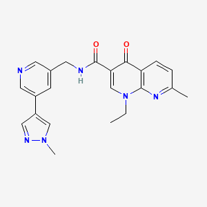 molecular formula C22H22N6O2 B2451198 1-乙基-7-甲基-N-((5-(1-甲基-1H-吡唑-4-基)吡啶-3-基)甲基)-4-氧代-1,4-二氢-1,8-萘啶-3-甲酰胺 CAS No. 2034558-66-0