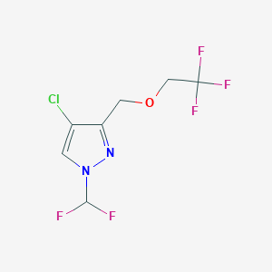 molecular formula C7H6ClF5N2O B2451213 4-chloro-1-(difluoromethyl)-3-[(2,2,2-trifluoroethoxy)methyl]-1H-pyrazole CAS No. 1856019-92-5