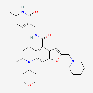 molecular formula C32H44N4O4 B2451217 N-[(4,6-dimethyl-2-oxo-1H-pyridin-3-yl)methyl]-5-ethyl-6-[ethyl(tetrahydropyran-4-yl)amino]-2-(1-piperidylmethyl)benzofuran-4-carboxamide CAS No. 2098545-98-1