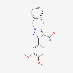 molecular formula C19H17FN2O3 B2451218 3-(3,4-dimethoxyphenyl)-1-(2-fluorobenzyl)-1H-pyrazole-4-carbaldehyde CAS No. 1006479-94-2