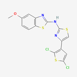 molecular formula C15H9Cl2N3OS3 B2451222 N-(4-(2,5-dichlorothiophen-3-yl)thiazol-2-yl)-5-methoxybenzo[d]thiazol-2-amine CAS No. 878061-16-6