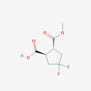 molecular formula C8H10F2O4 B2451223 Trans-4,4-difluoro-2-(methoxycarbonyl)cyclopentane-1-carboxylic acid CAS No. 1445593-30-5