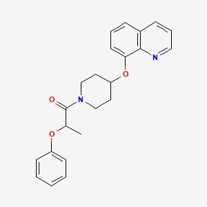 molecular formula C23H24N2O3 B2451226 2-Phenoxy-1-(4-(quinolin-8-yloxy)piperidin-1-yl)propan-1-one CAS No. 1903455-28-6