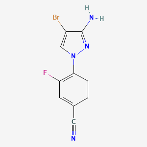 molecular formula C10H6BrFN4 B2451233 4-(3-氨基-4-溴-1H-吡唑-1-基)-3-氟苯甲腈 CAS No. 1247586-99-7