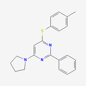 4-Methylphenyl 2-phenyl-6-(1-pyrrolidinyl)-4-pyrimidinyl sulfide